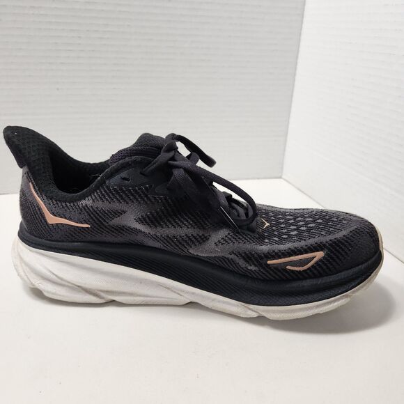 Hoka One One Clifton 9 Womens 8.5B Gym Shoes Black Gold BRGL Running Sneaker - Picture 9 of 14